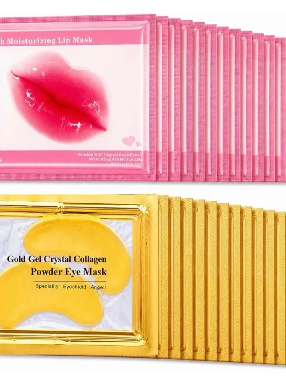 30 Hydrating Lip & Eye Mask Set - Pink Lip Mask & Gold Eye Patches